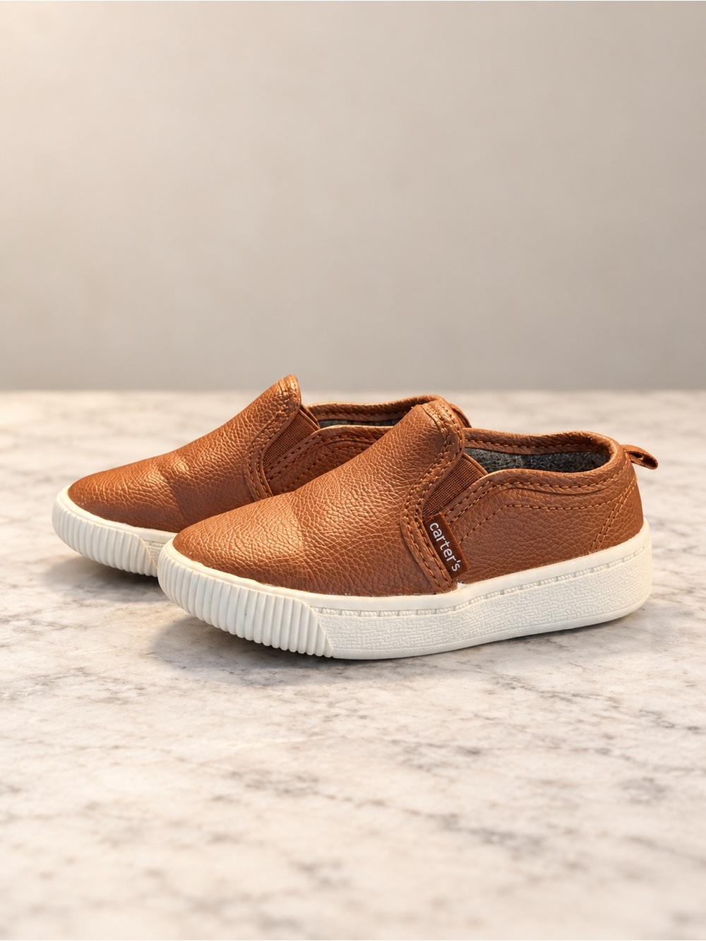 Carter's Brown Slip-On Kids Sneakers with White Sole